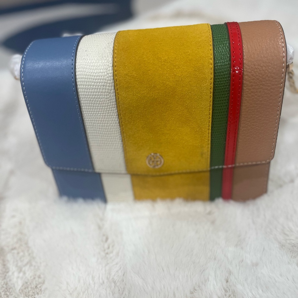 NWT/ Tory Burch Robinson Balloon Stripe Convertible Shoulder Bag